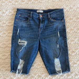 Guess Blue Distressed Denim Shorts